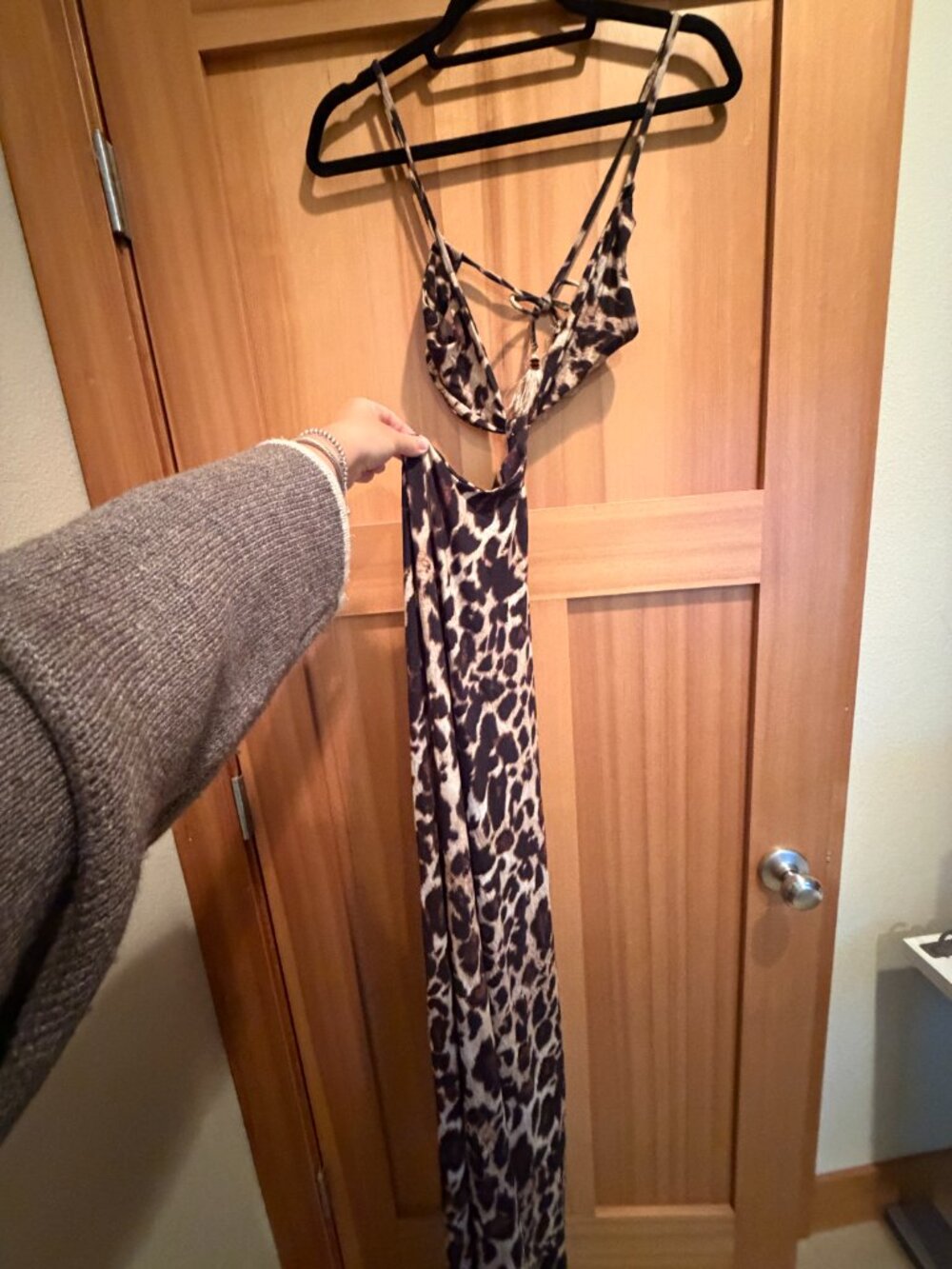 Agua Bendita Selene Leopard-Print Cut-Out Maxi Dress